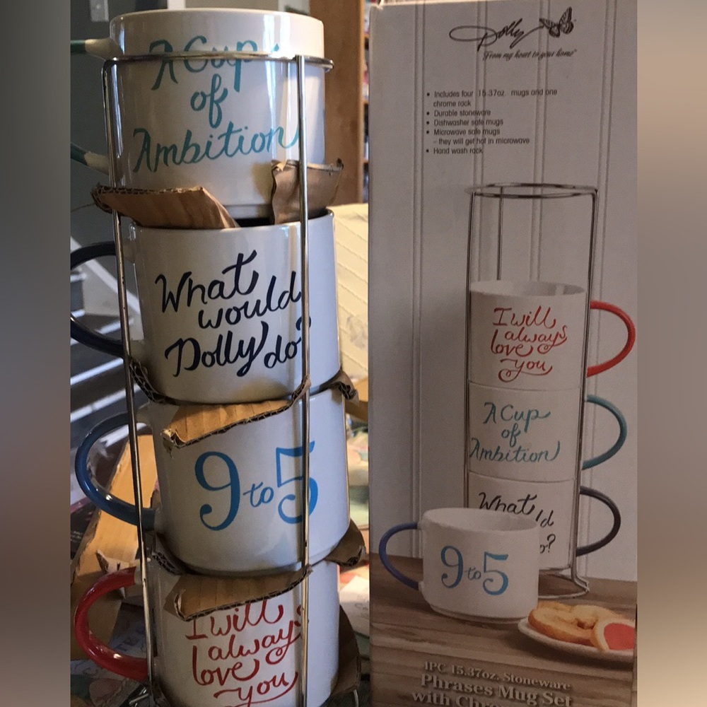 Dolly Parton phrases mug set